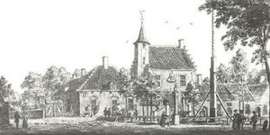 Tekening uit circa 1620 van het toen net gebouwde Vrijheidshuis op de Heuvel