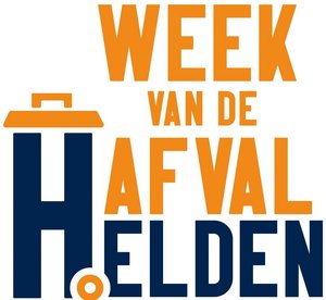 Logo in Oranje en Blauw; week van de afvalhelden