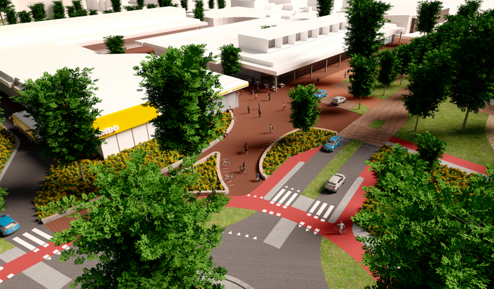 Tekening winkelcentrum